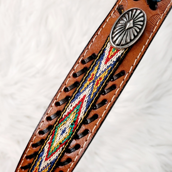 Western brown leather belt - Picture 3 of 10
